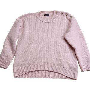 J. CREW Button Shoulder Crew neck Sweater Pale Blush (Large/XL) Alpaca/Wool Blnd